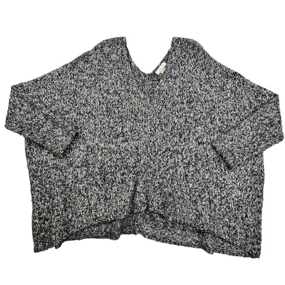Matilda Jane Sweater Womens Medium Marled Knit Pullover Black Gray V-Neck Dolman - Picture 2 of 10